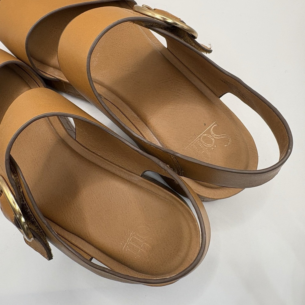 SOFFT FAEDRA Leather Platform Women's Sandals Size 9 Color Luggage - Picture 7 of 8